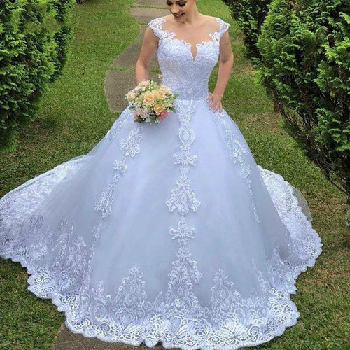 NumberSea Illusion bon marché Vestido De Noiva Encolure ronde Robe princesse Appliqués Pour robe de mariée luxe Robe de mariée sexy Mariée Dos