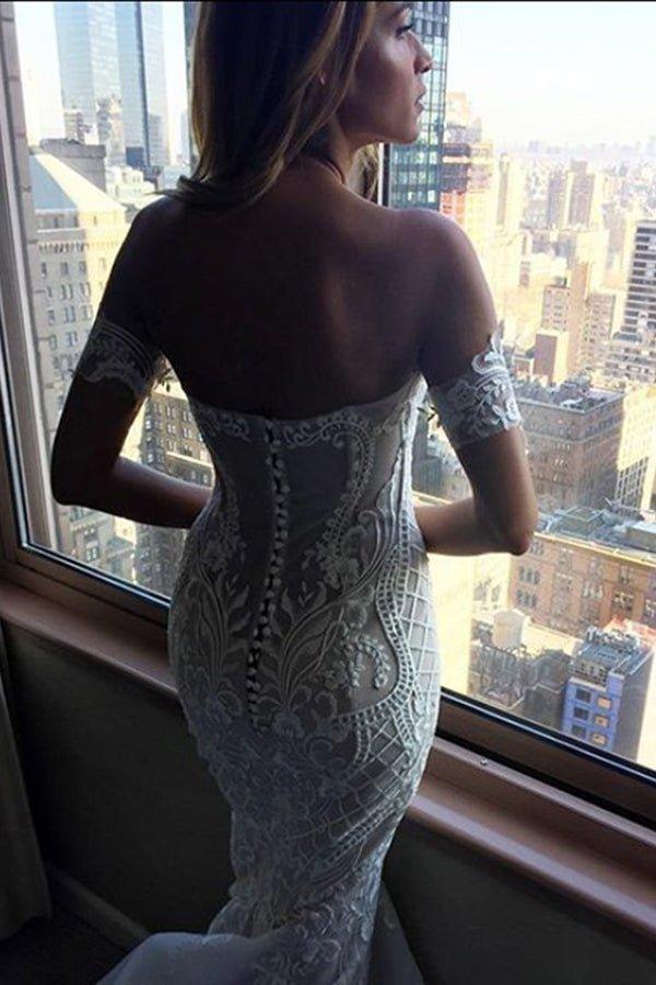 NumberSea Günstige Meerjungfrau Spitze Brautkleider Sweetheart Neck Brautkleid, MW300