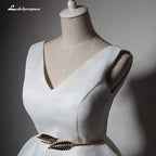 NumberSea Vestidos de noiva curtos e baratos para praia, costas nuas, vestidos formais para festa de noiva, vestido branco com faixas, robe de mariee de luxe 