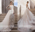 NumberSea Robes de mariée blanches bon marché Combinaisons Robes de mariée A-Ligne Sweetheart Dentelle Satin Avec Sur-jupes Pantalons Robe Vestidos De Novia