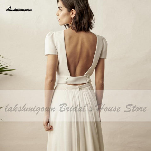 NumberSea Chic Bridal 2-teiliges weißes Hochzeitskleid für den Strand und den Sommer