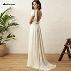 NumberSea Chic Bridal 2 Piece White Wedding Dress Beach Summer