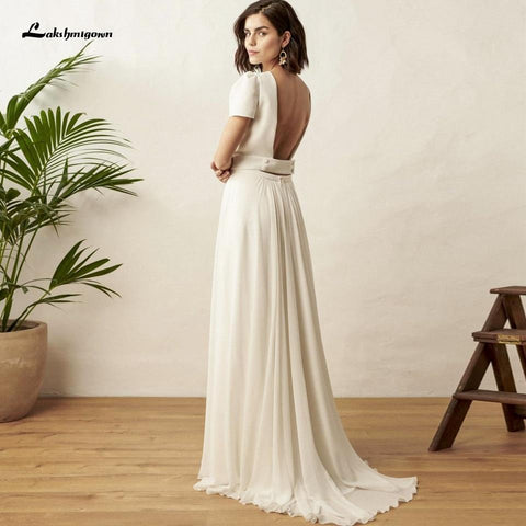 NumberSea Chic Bridal 2-teiliges weißes Hochzeitskleid für den Strand und den Sommer