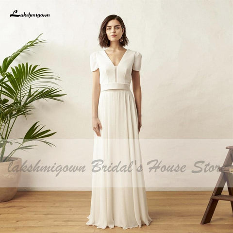 NumberSea Chic Bridal 2-teiliges weißes Hochzeitskleid für den Strand und den Sommer