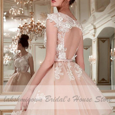 NumberSea Schickes Champagner Kurzes Brautkleid Sexy Brautkleid