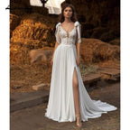 NumberSea Chiffon A line Wedding Dresses Elegant Bridal
