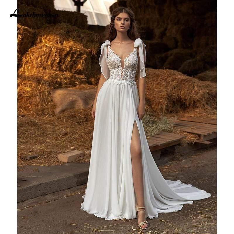 NumberSea Chiffon A line Wedding Dresses Elegant Bridal