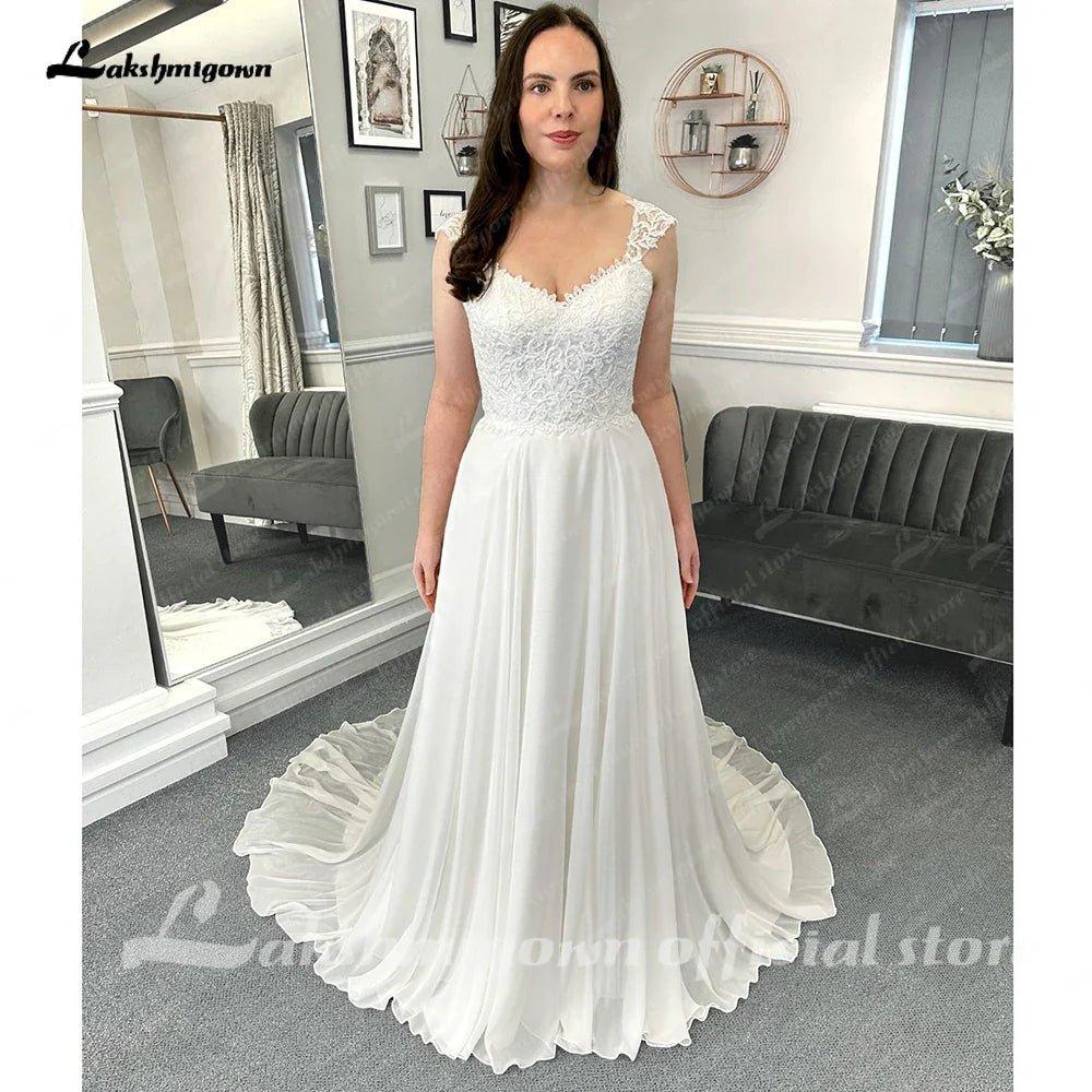 NumberSea Chiffon Beach Wedding Dresses For Women 2025 Bride Luxury Lace Long Boho Wedding Gowns Open Back