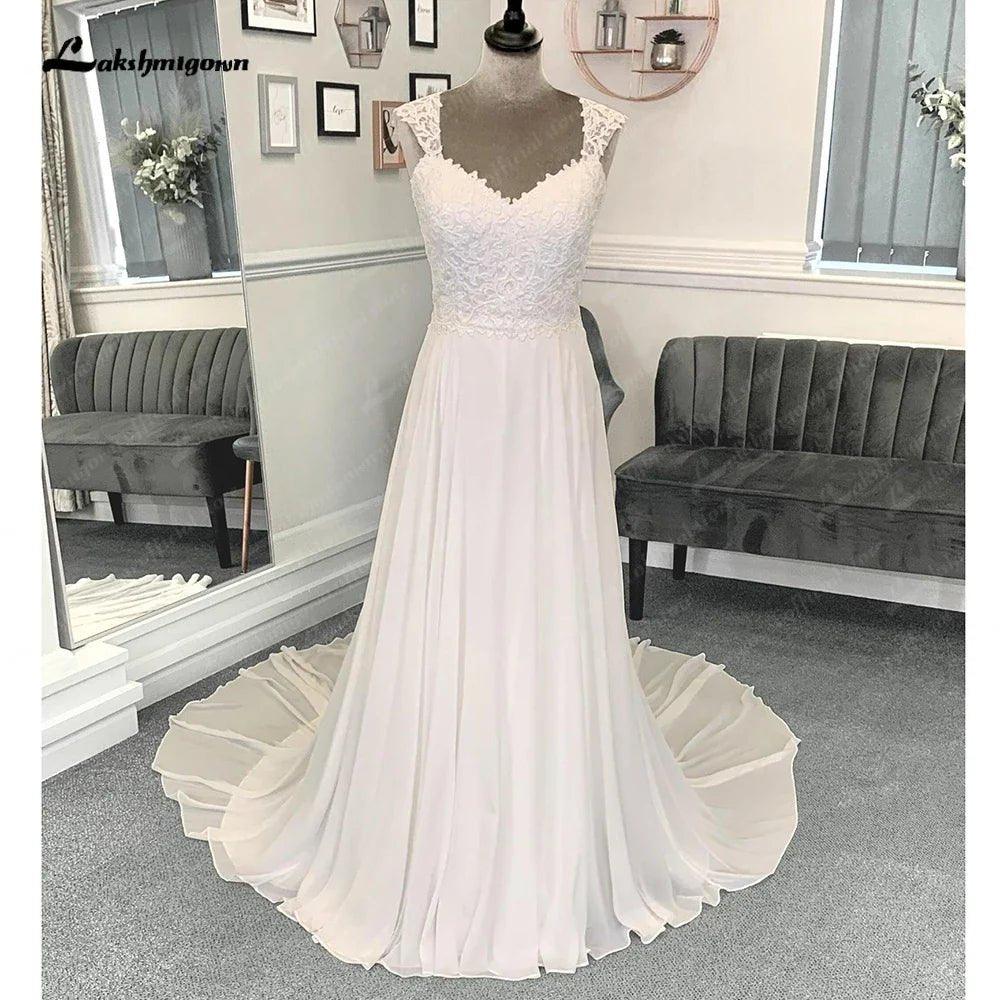 NumberSea Chiffon Beach Wedding Dresses For Women 2025 Bride Luxury Lace Long Boho Wedding Gowns Open Back