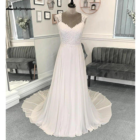 NumberSea Chiffon Strand Brautkleider Für Frauen 2025 Braut Luxus Spitze Lange Boho Brautkleider Open Back 