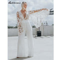 NumberSea Chiffon Bohemian Lace Abito da Sposa in Pizzo A-Linea