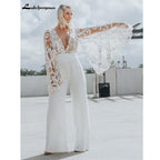NumberSea Chiffon Bohemian Lace Wedding Dress A Line Lace Bridal Gowns