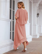 Vestidos de chiffon plus size para mãe da noiva com casaco e vestidos de cerimónia para casamento SEA28073 