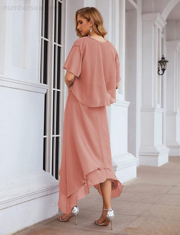 Numbersea Chiffon Plus Size Mother of Bride Dresses with Jacket Formal Dresses for Wedding SEA28073