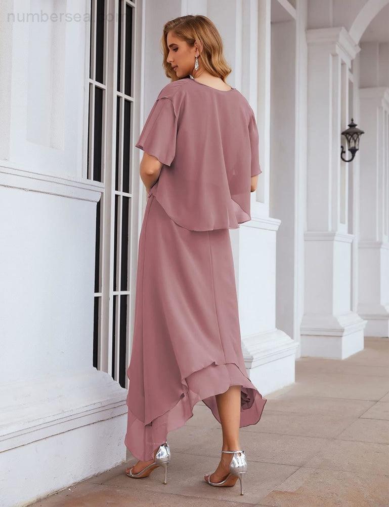 Vestidos de chiffon plus size para mãe da noiva com casaco e vestidos de cerimónia para casamento SEA28073 