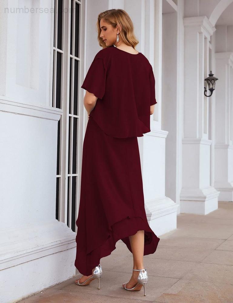 Vestidos de chiffon plus size para mãe da noiva com casaco e vestidos de cerimónia para casamento SEA28073 