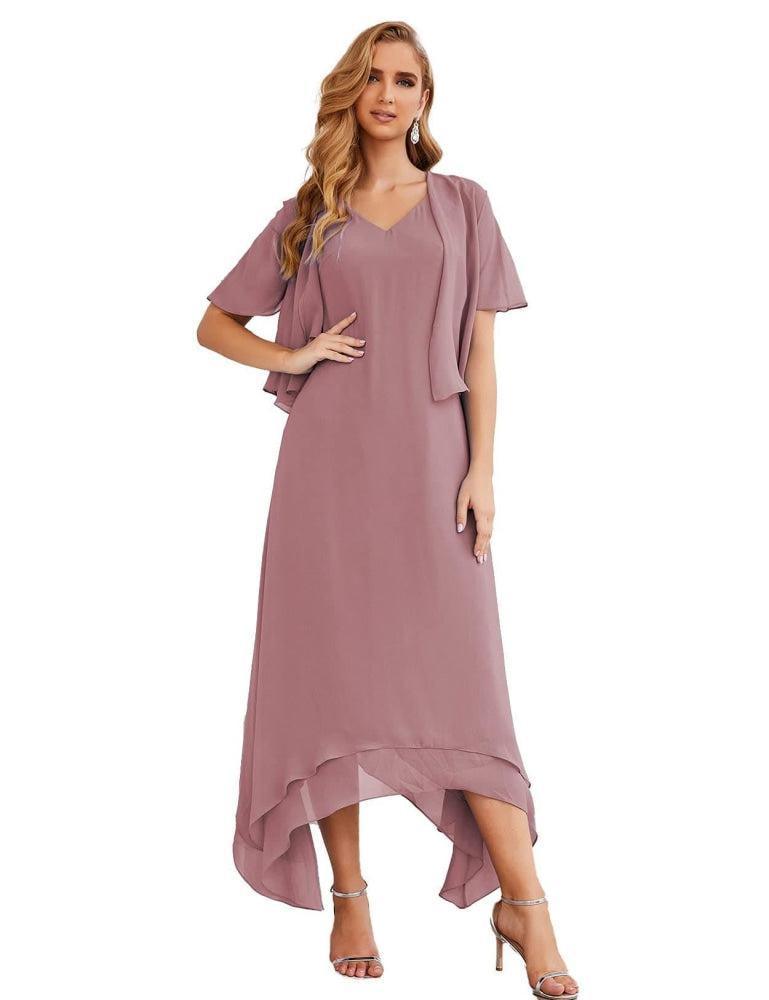 Vestidos de chiffon plus size para mãe da noiva com casaco e vestidos de cerimónia para casamento SEA28073 