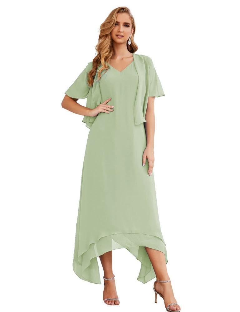 Vestidos de chiffon plus size para mãe da noiva com casaco e vestidos de cerimónia para casamento SEA28073 