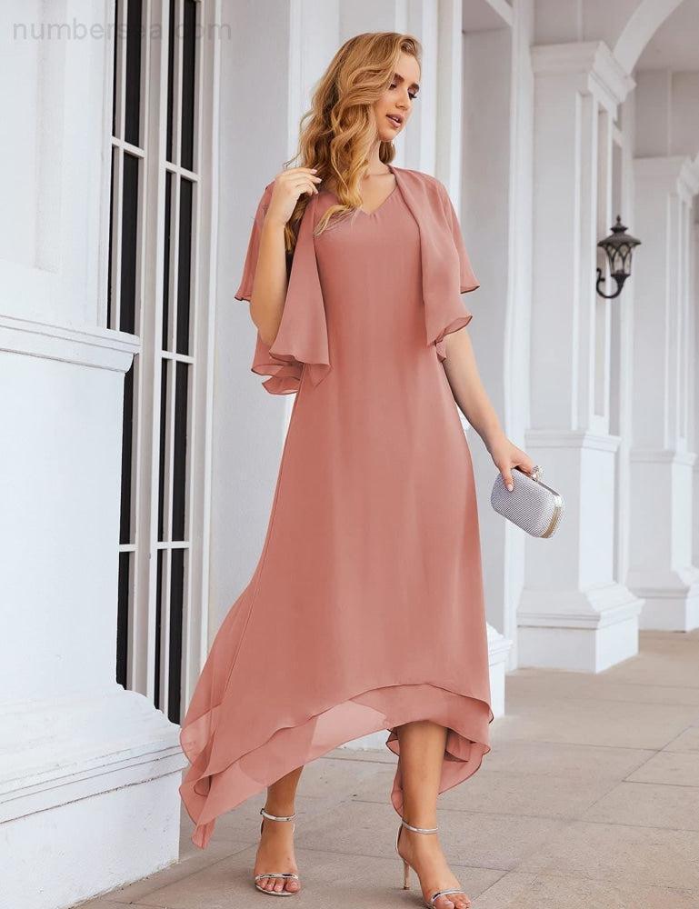 Vestidos de chiffon plus size para mãe da noiva com casaco e vestidos de cerimónia para casamento SEA28073 