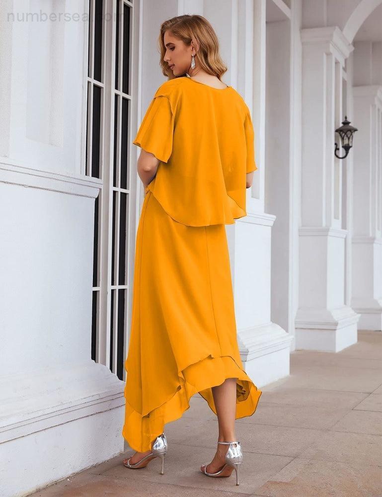 Vestidos de chiffon plus size para mãe da noiva com casaco e vestidos de cerimónia para casamento SEA28073 