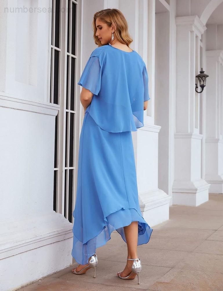 Vestidos de chiffon plus size para mãe da noiva com casaco e vestidos de cerimónia para casamento SEA28073 