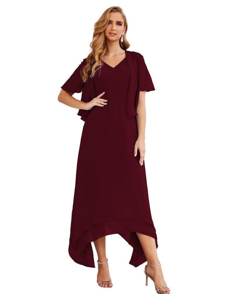 Vestidos de chiffon plus size para mãe da noiva com casaco e vestidos de cerimónia para casamento SEA28073 