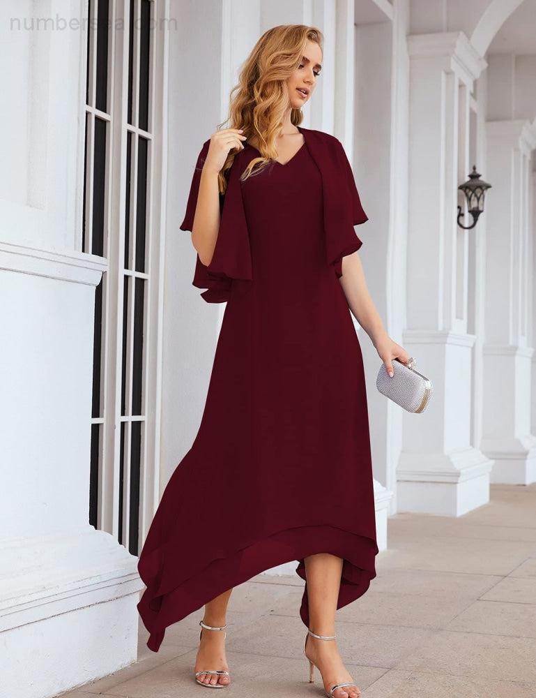 Vestidos de chiffon plus size para mãe da noiva com casaco e vestidos de cerimónia para casamento SEA28073 