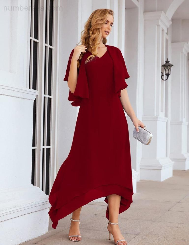 Vestidos de chiffon plus size para mãe da noiva com casaco e vestidos de cerimónia para casamento SEA28073 