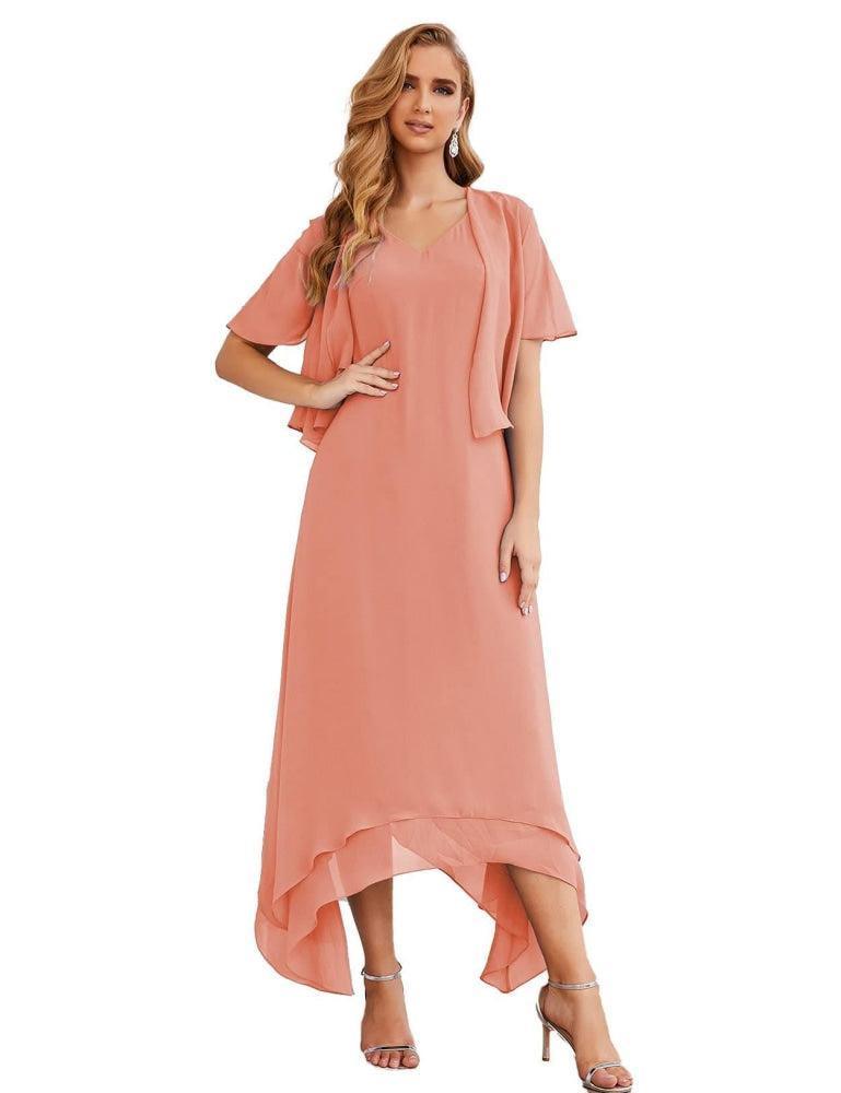 Vestidos de chiffon plus size para mãe da noiva com casaco e vestidos de cerimónia para casamento SEA28073 