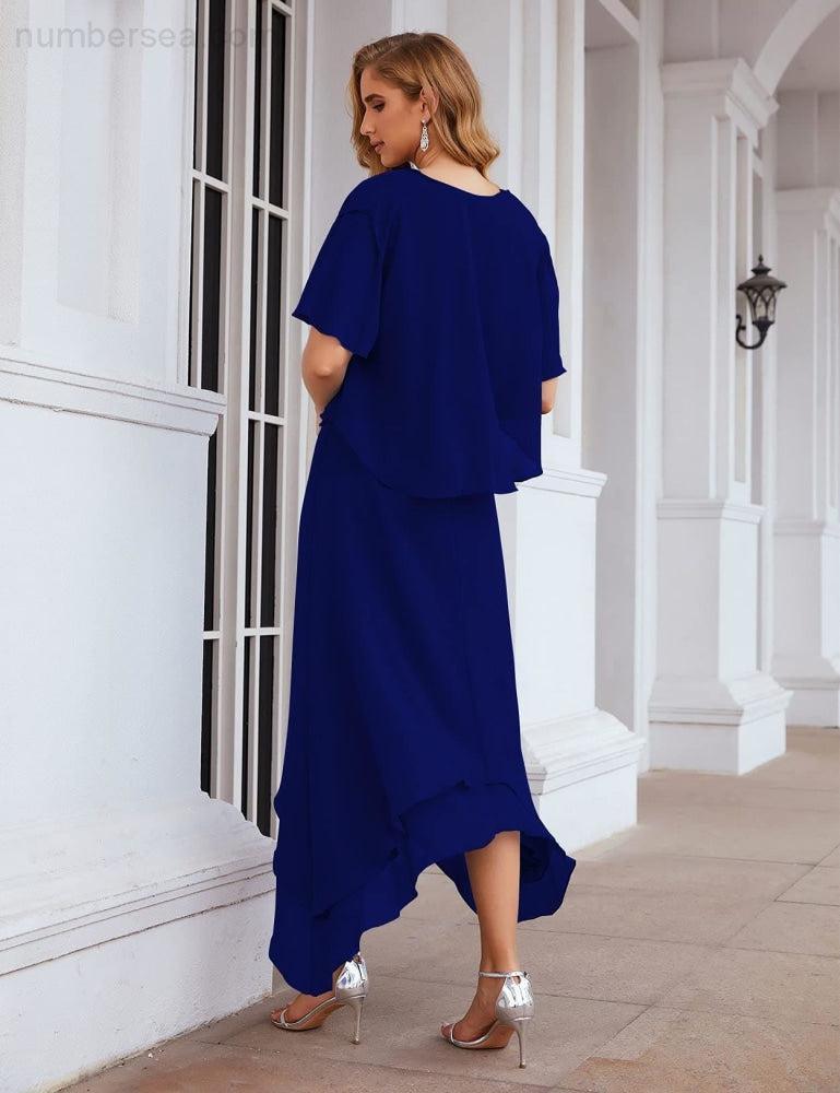 Vestidos de chiffon plus size para mãe da noiva com casaco e vestidos de cerimónia para casamento SEA28073 