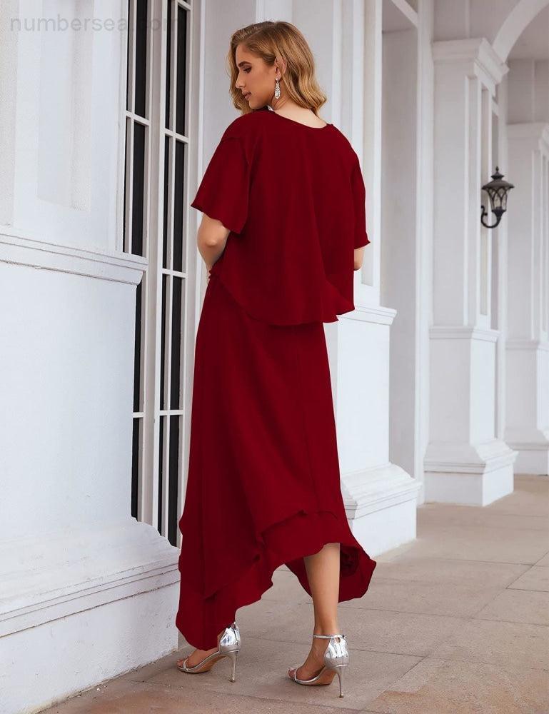 Vestidos de chiffon plus size para mãe da noiva com casaco e vestidos de cerimónia para casamento SEA28073 