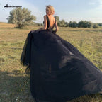 NumberSea Classic Bridal Sexy Gothic Black Wedding Dress