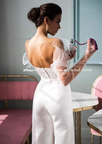 NumberSea Country Jumpsuits Wedding Dresses With Detachable Sleeve