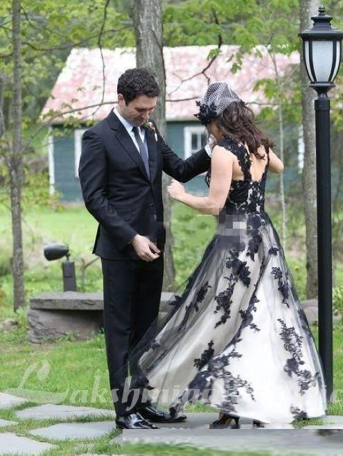 NumberSea Country Lace Hi-lo Wedding Dresses Sexy Gothic Black Long Garden Bridal Gowns A-line Boho Vintage Wedding Gowns