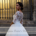 NumberSea Country Princess Bridal Gown Wedding Dress with Sleeves
