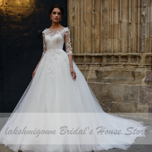 Robe de mariée Princesse de campagne NumberSea avec manches