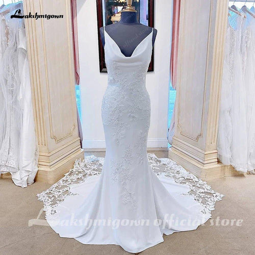 NumberSea Robe de mariée sirène en dentelle crêpe pour femmes Vestido De Novia 2025 Boda Robes de mariée élégantes à longue traîne