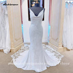 NumberSea Crepe Lace Mermaid Wedding Dresses For Women Vestido De Novia 2025 Boda Elegant Bridal Dresses Long Train