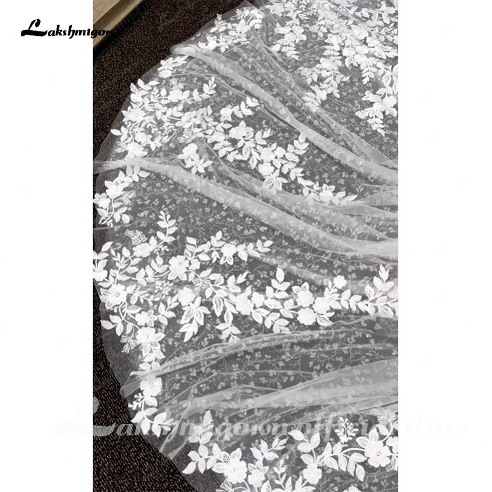 NumberSea Deep V Neck Lace Floral Wedding Dress for Women 2024 Bridal Gown Champagne Backless Spaghetti Straps abito da sposa