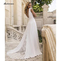 NumberSea Abito da Sposa A-Line Spiaggia Senza Schienale Satin Scollo a V Profondo con Pizzi
