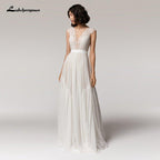 NumberSea Deep V-neck Sexy Beach Wedding Dress Summer 2021 Vestito da Donna V Neck Sexy Bohemian Bridal Dress Backless