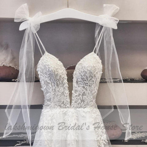 NumberSea Sexy Boho-Brautkleid mit tiefem V-Ausschnitt