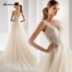 NumberSea Elegant A-line Champagne Wedding Dresses Mariage Appliques