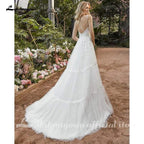 NumberSea Elegant A-Line V-Neck Lace Wedding Dress