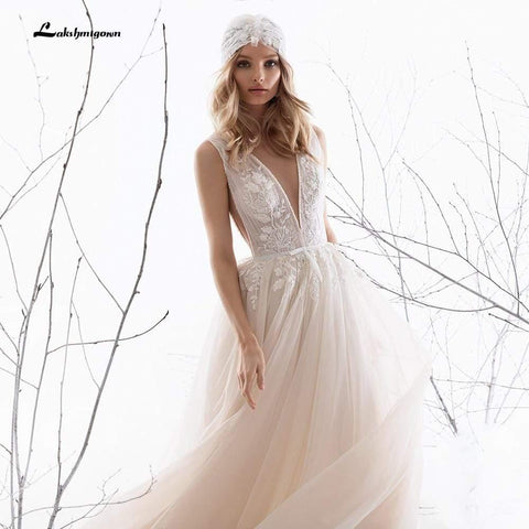NumberSea Elegante Brautkleider A-Linie Einfaches Hochzeitskleid