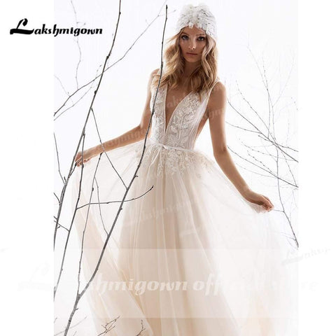 NumberSea Elegante Brautkleider A-Linie Einfaches Hochzeitskleid