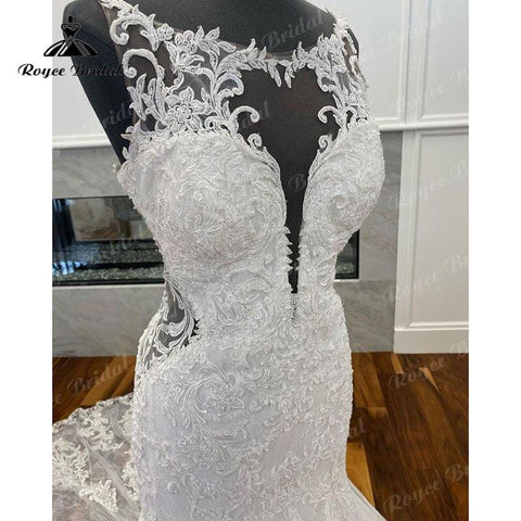 NumberSea Elegante Spitze Appliques Meerjungfrau/Trompete Tüll Oansatz Hochzeit Kleid Open Back Braut Hochzeit Kleider vestido de casamento princesa 