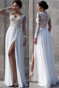 Vestido de novia elegante de manga larga con encaje y tul blanco NumberSea, traje nupcial, MW138