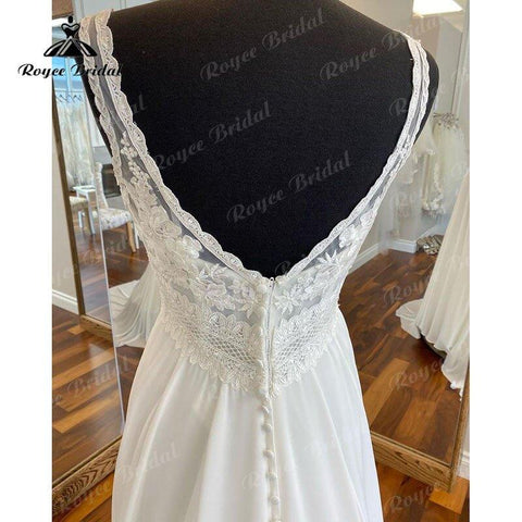 NumberSea Elegante V-ausschnitt A-linie Spitze Mieder Hochzeit Kleid Backless Chiffon 2025 Vestidos Frauen Brautkleider robe de soirée de mariage Sexy 