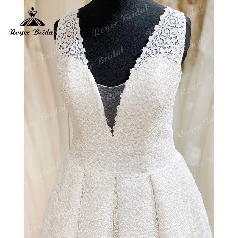 NumberSea Elegant vestido A Line Beach Wedding Dress V Neck Lace Open Back Sleeveless Sweep Train Wedding Gowns robe soirée mariage 2025